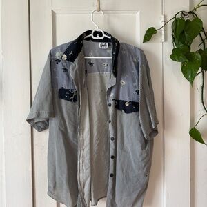 Floral Accent striped vintage Tapestry women’s Casual Shirt